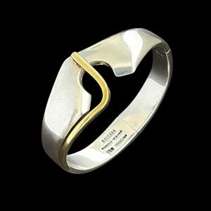 Vintage Mexican sterling silver Heavy double hinged bangle bracelet with brass